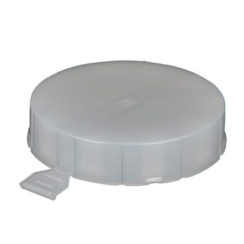 Snap plastic cap to seal drum